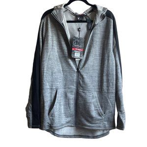 Spyder Activewear Men's Large Full Zip Grey Black Pro Web Hoodie Jacket Fall Gym